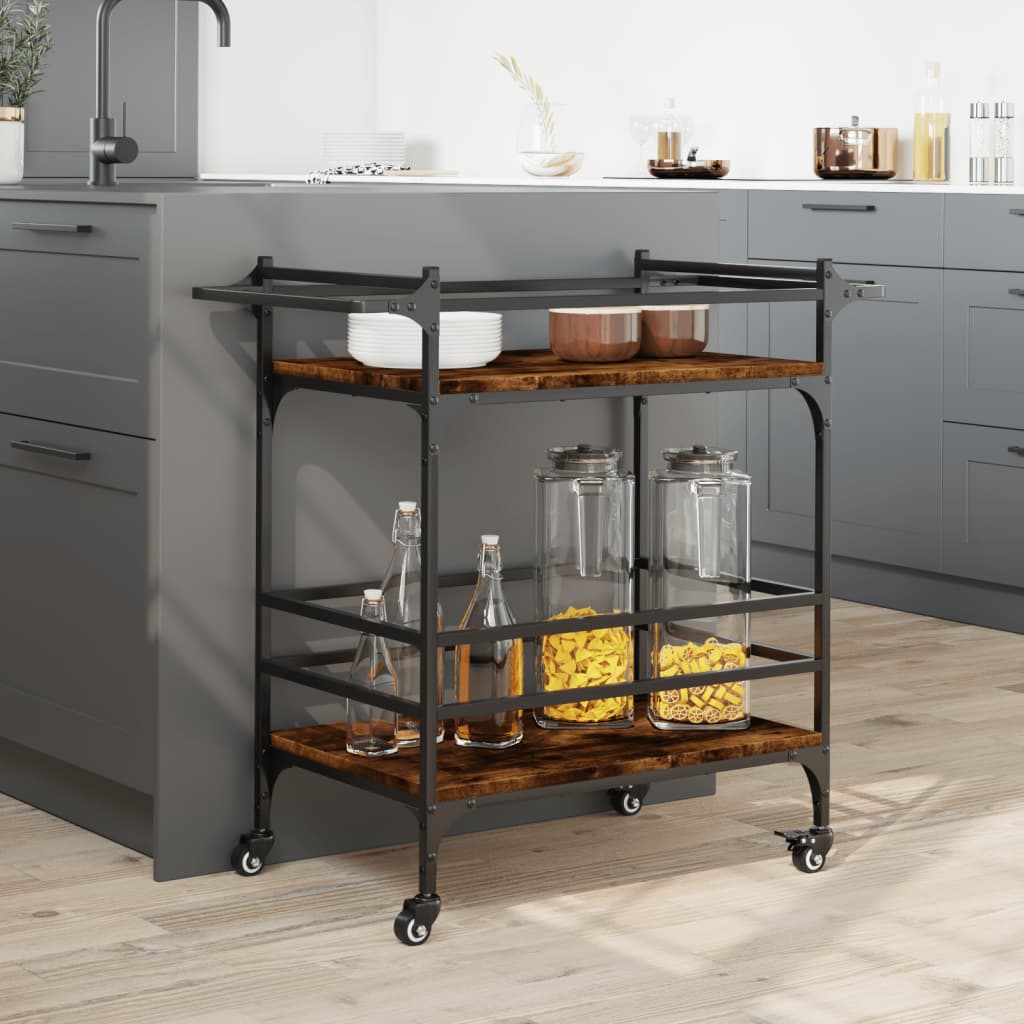 Kitchen Trolley Smoked Oak 82x40x78,5 cm Engineered Wood
