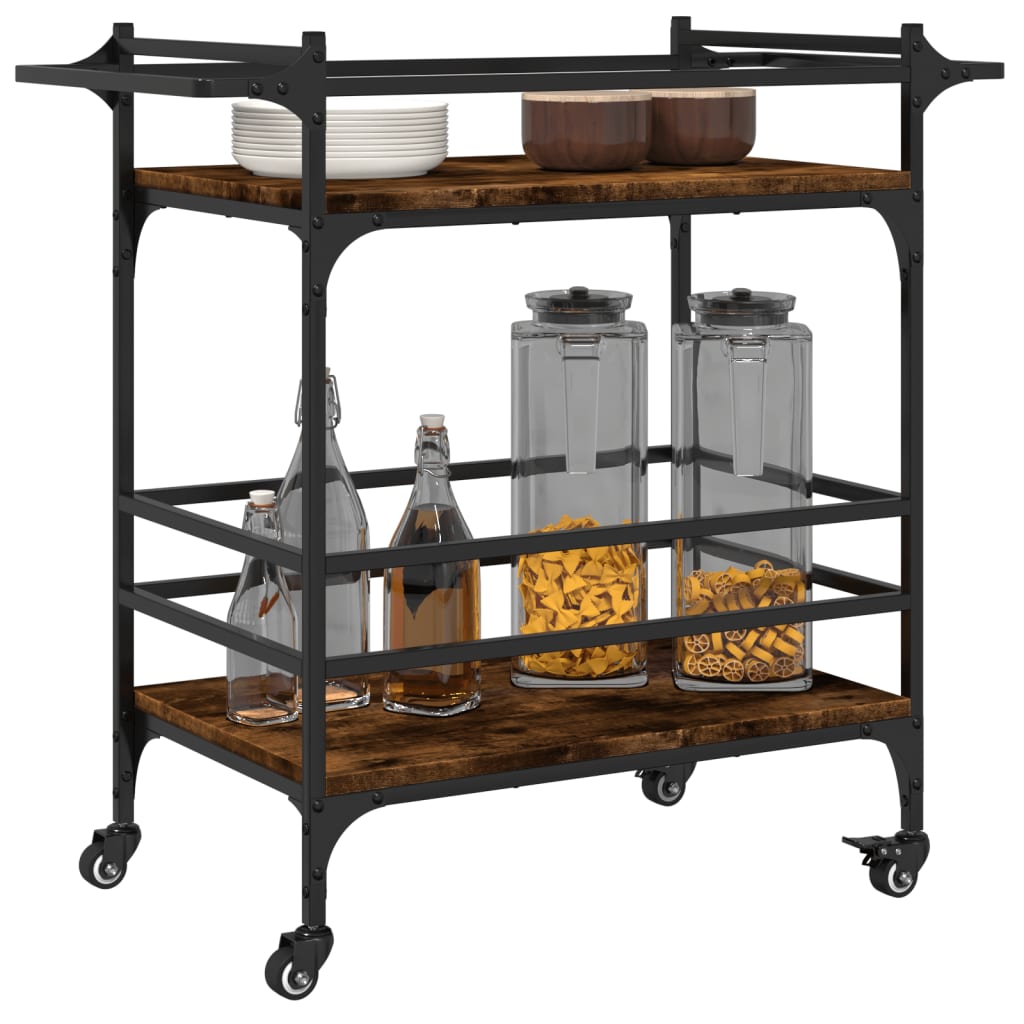 Kitchen Trolley Smoked Oak 82x40x78,5 cm Engineered Wood
