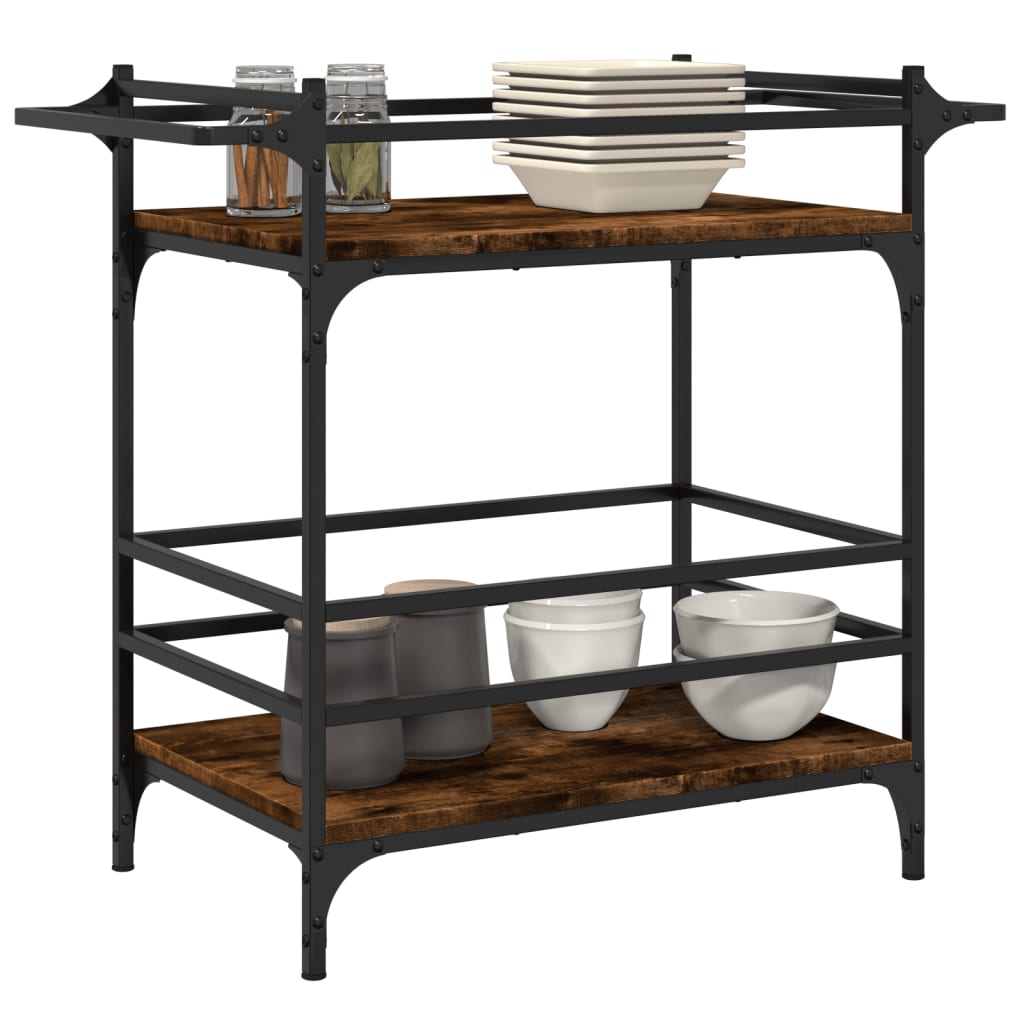 Kitchen Trolley Smoked Oak 82x40x78,5 cm Engineered Wood