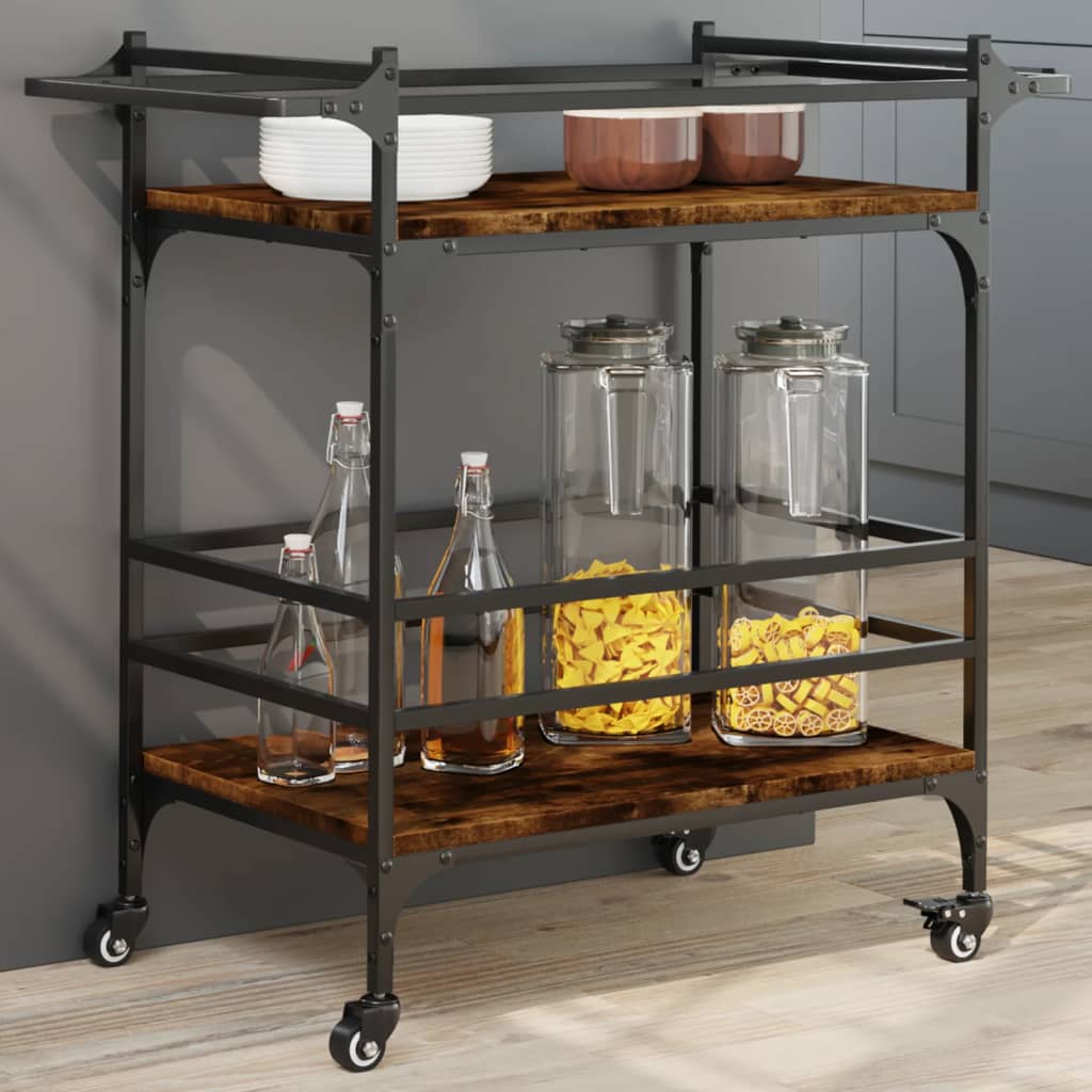 vidaXL Kitchen Trolley Smoked Oak 82x40x78.5 cm Engineered Wood