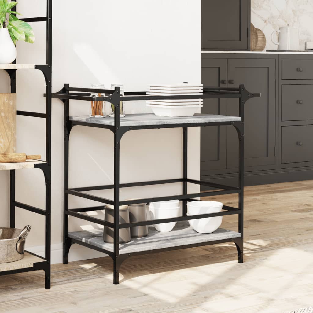 Kitchen Trolley Grey Sonoma 82x40x78,5 cm Engineered Wood