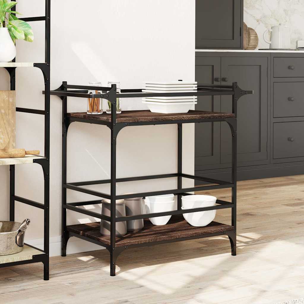 Kitchen Trolley Brown Oak 82x40x78,5 cm Engineered Wood