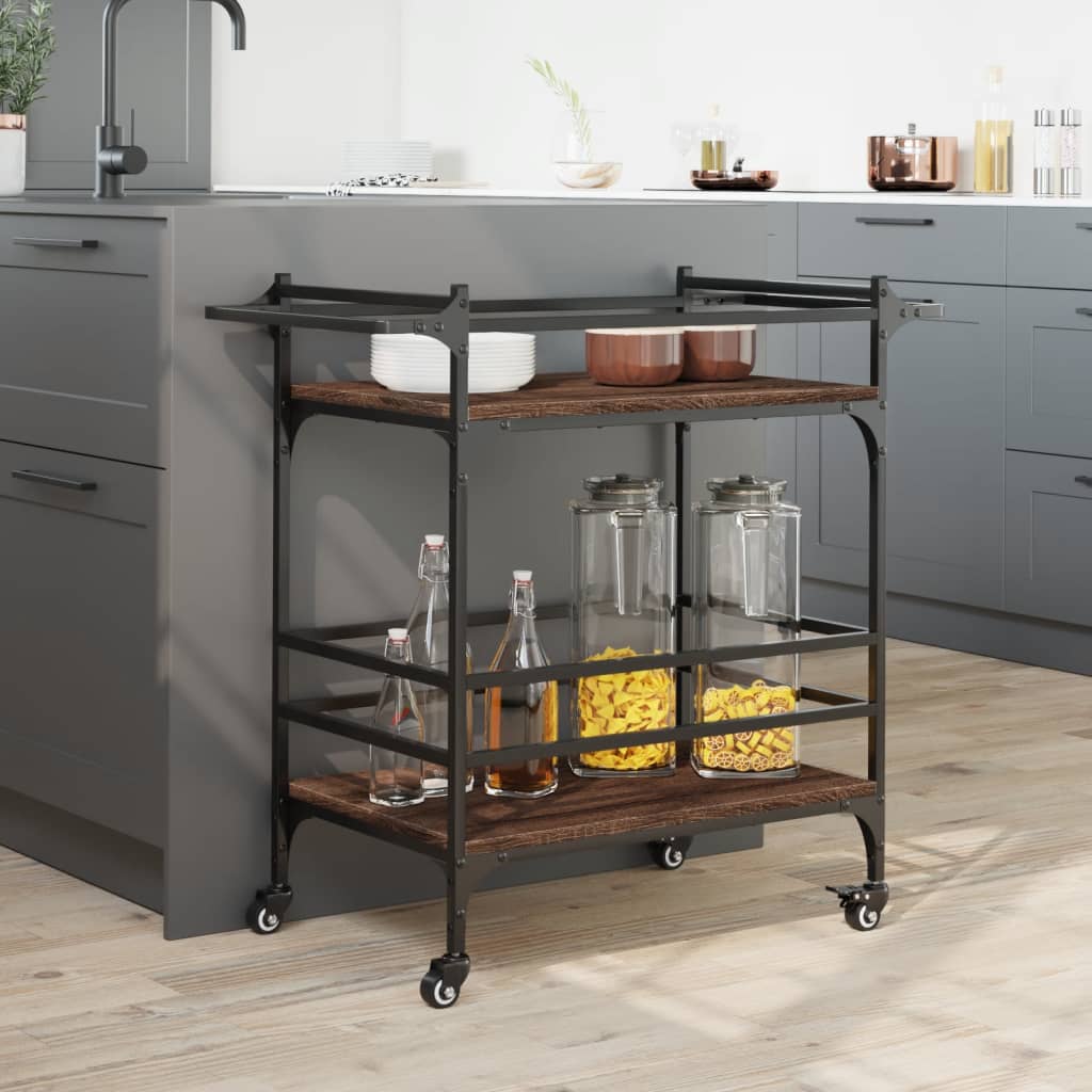 Kitchen Trolley Brown Oak 82x40x78,5 cm Engineered Wood