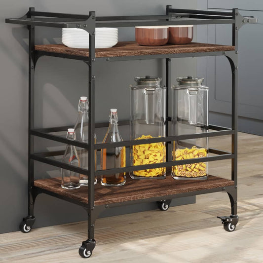 vidaXL Kitchen Trolley Brown Oak 82x40x78.5 cm Engineered Wood