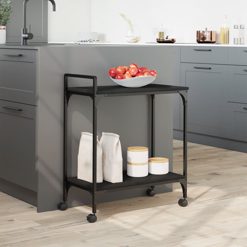 vidaXL Kitchen Trolley Black 60.5x31x72.5 cm Engineered Wood