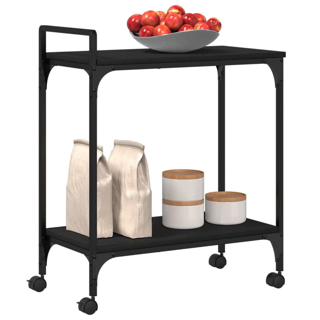 vidaXL Kitchen Trolley Black 60.5x31x72.5 cm Engineered Wood