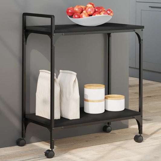 vidaXL Kitchen Trolley Black 60.5x31x72.5 cm Engineered Wood