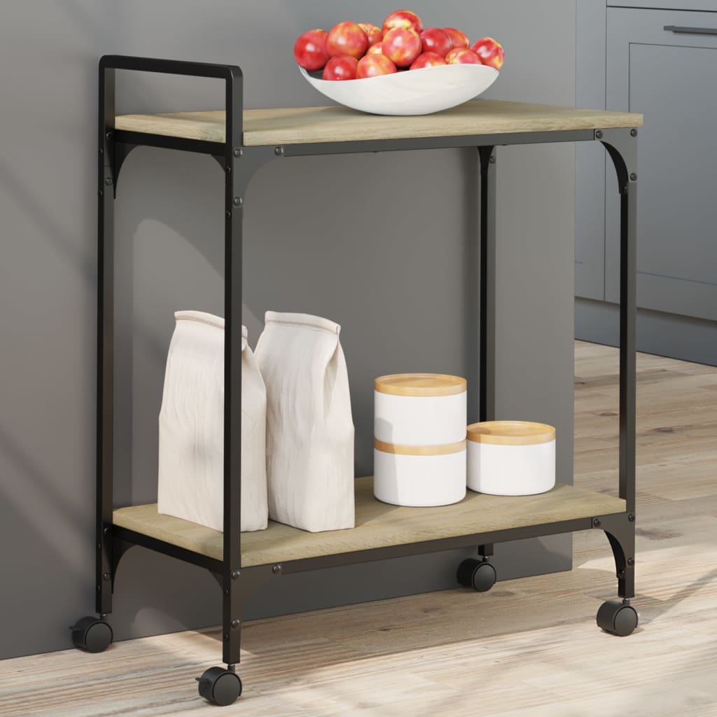 vidaXL Kitchen Trolley Sonoma Oak 60.5x31x72.5 cm Engineered Wood