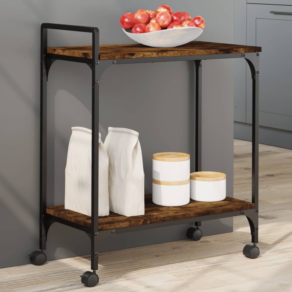 vidaXL Kitchen Trolley Smoked Oak 60.5x31x72.5 cm Engineered Wood