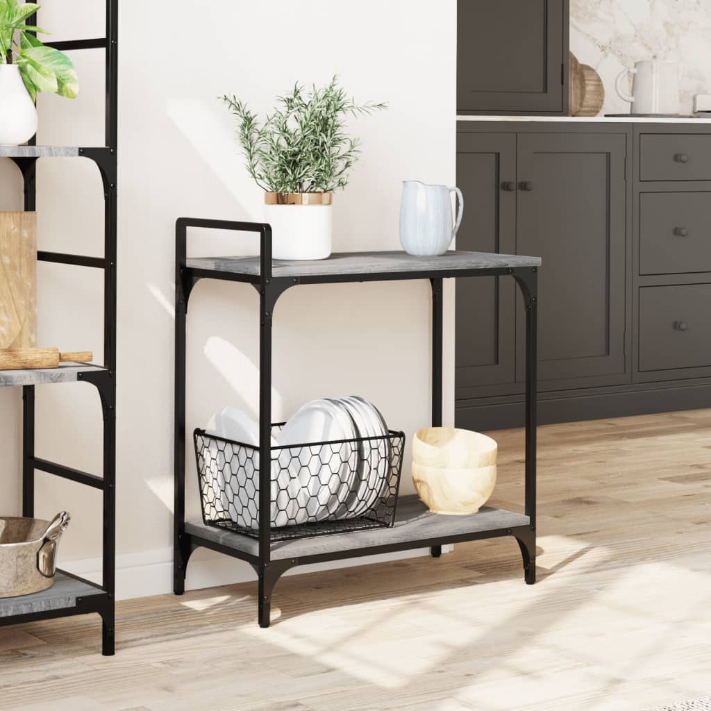 vidaXL Kitchen Trolley Grey Sonoma 60.5x31x72.5 cm Engineered Wood