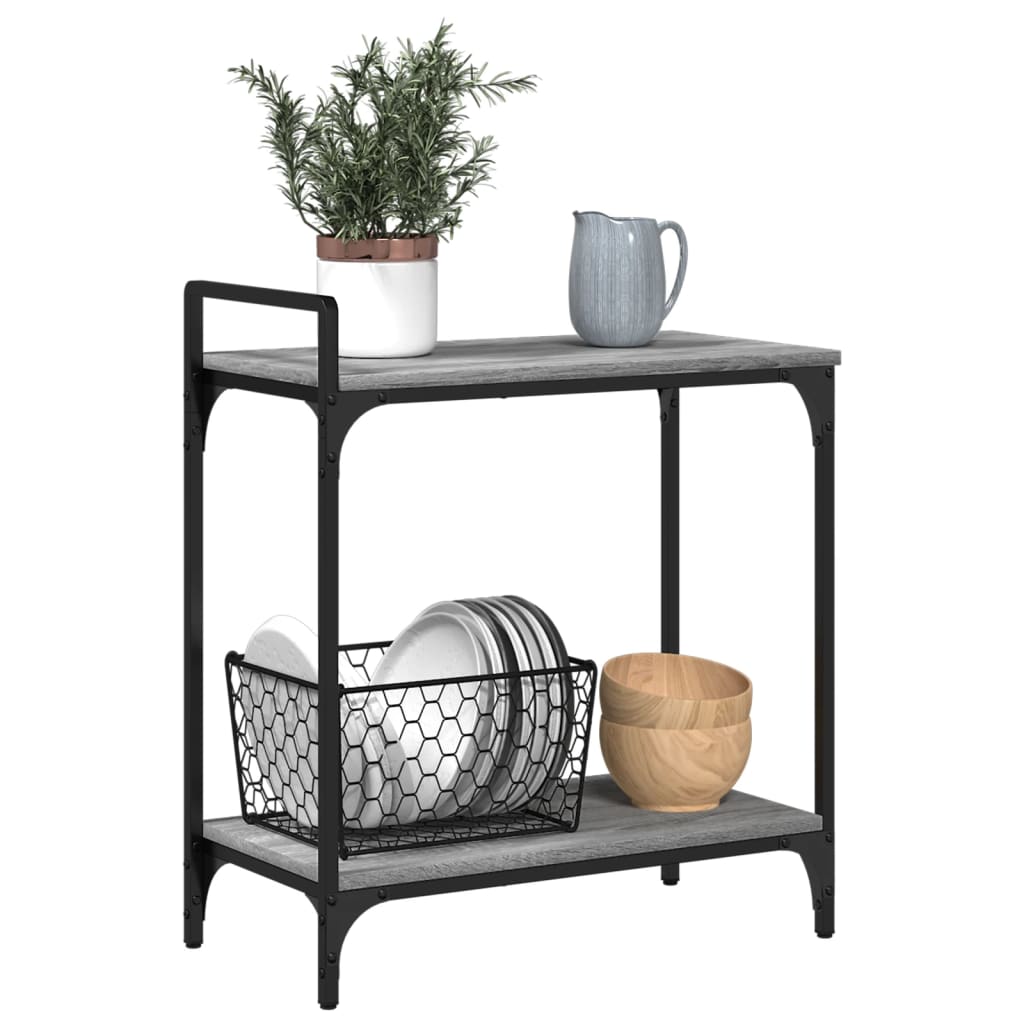 vidaXL Kitchen Trolley Grey Sonoma 60.5x31x72.5 cm Engineered Wood