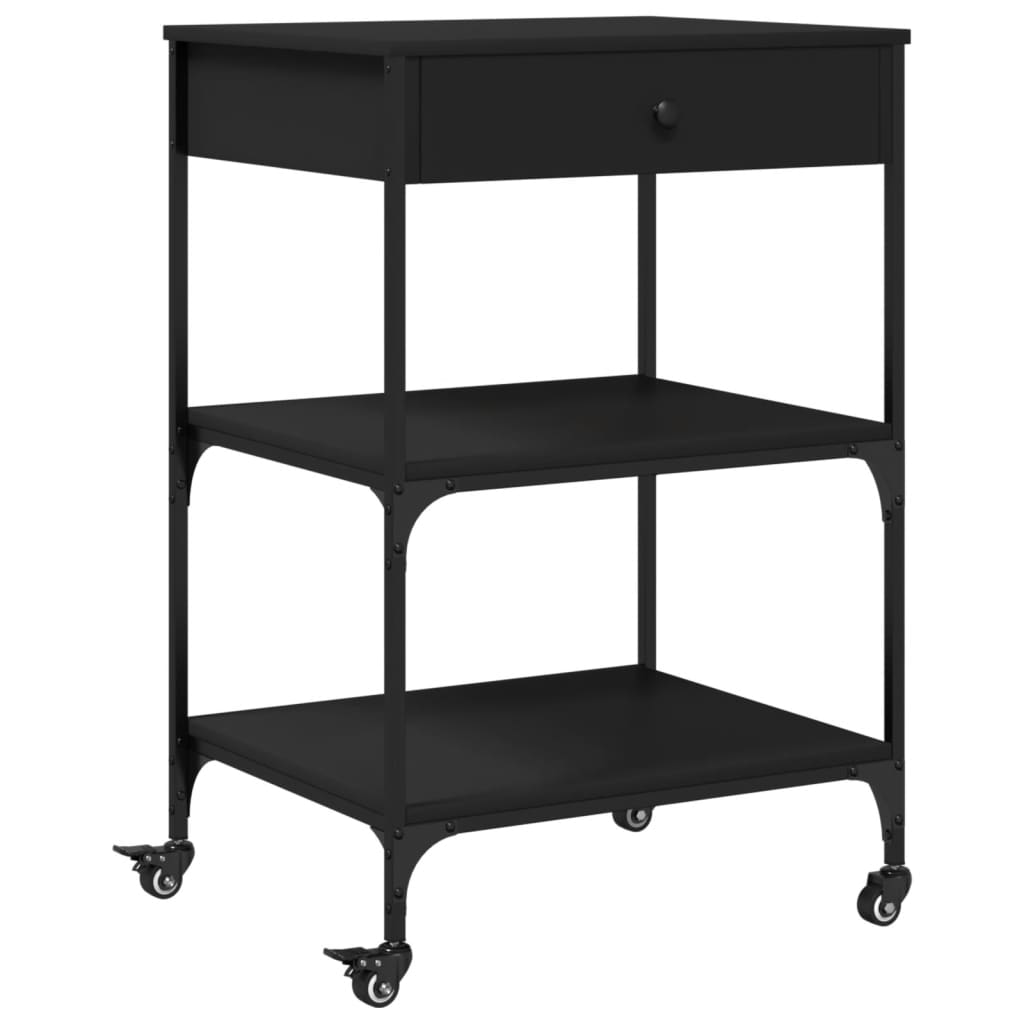 vidaXL Kitchen Trolley Black 60x48x89.5 cm Engineered Wood