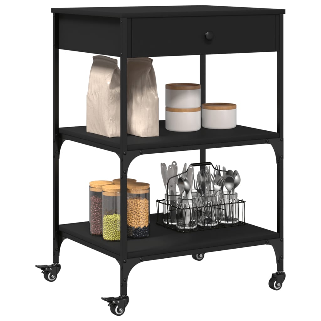 vidaXL Kitchen Trolley Black 60x48x89.5 cm Engineered Wood