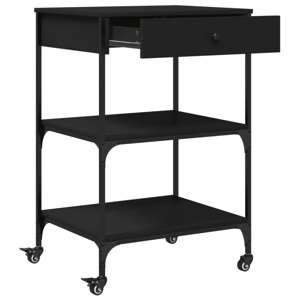 vidaXL Kitchen Trolley Black 60x48x89.5 cm Engineered Wood