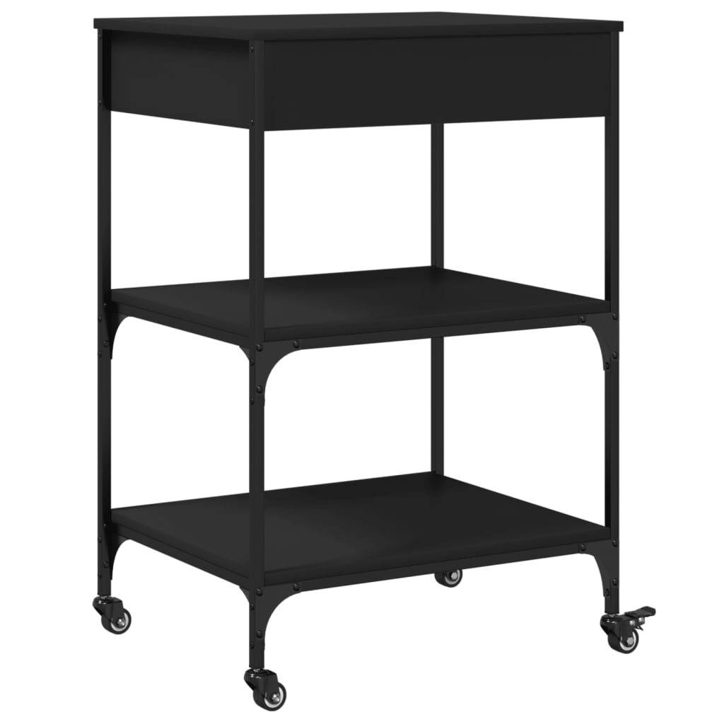 vidaXL Kitchen Trolley Black 60x48x89.5 cm Engineered Wood