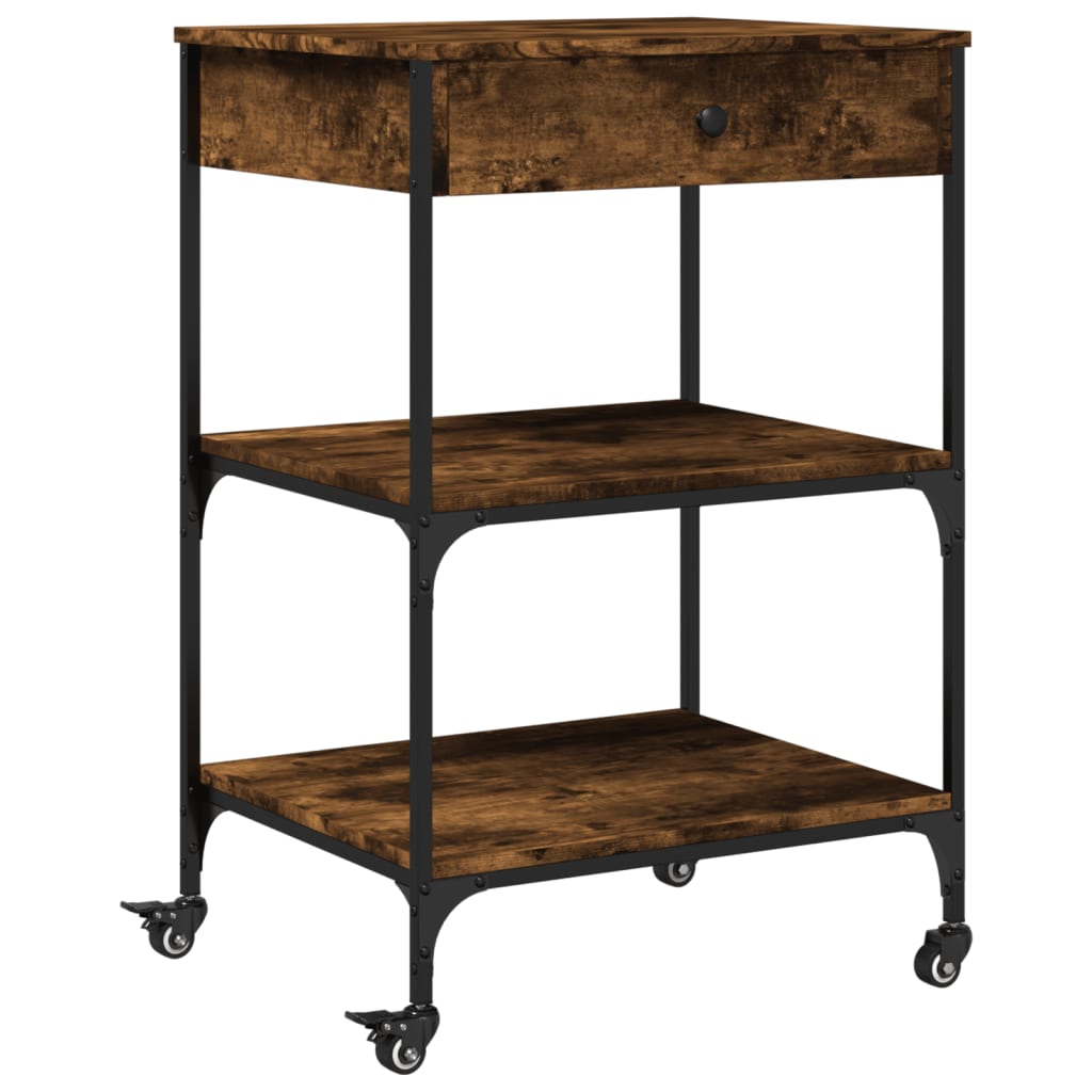 vidaXL Kitchen Trolley Smoked Oak 60x48x89.5 cm Engineered Wood