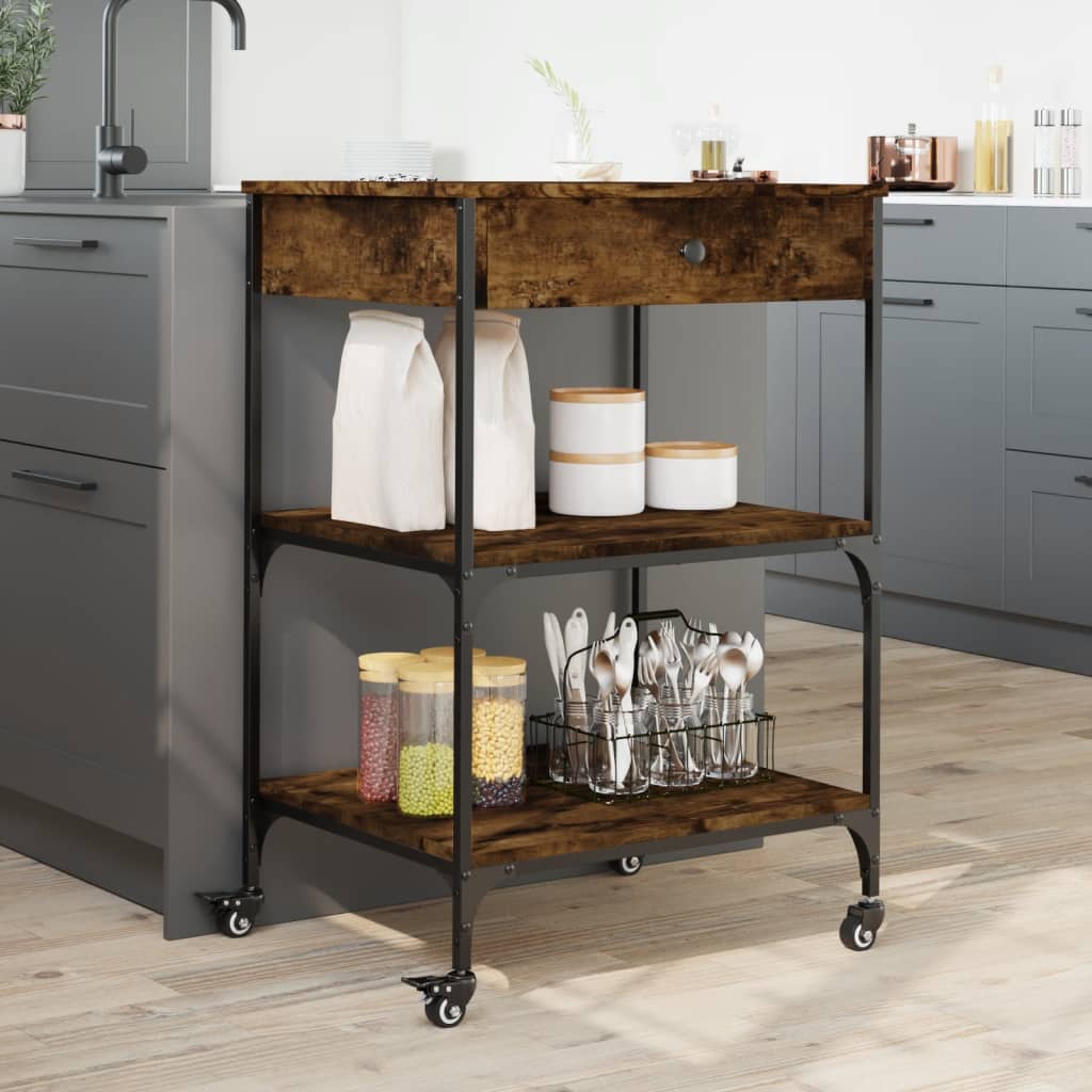 Kitchen Trolley Smoked Oak 60x48x89,5 cm Engineered Wood