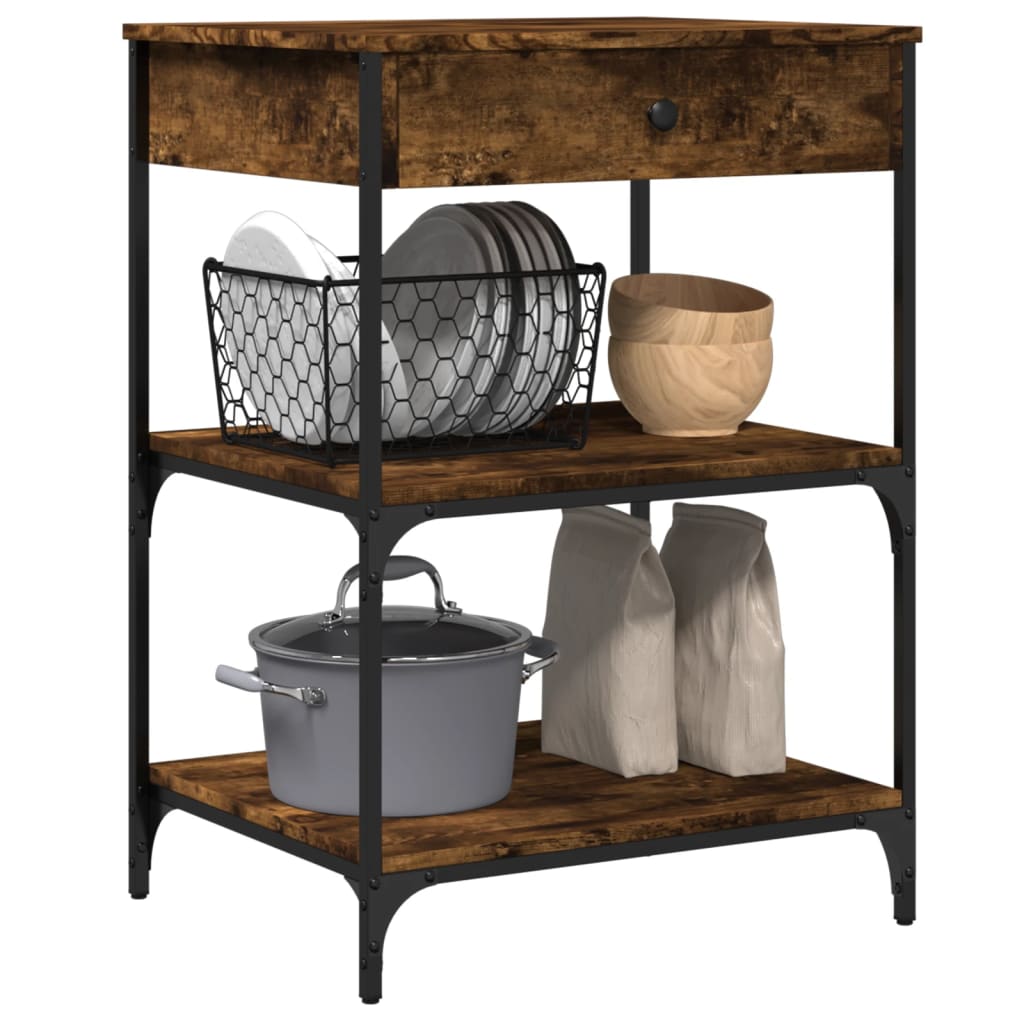 Kitchen Trolley Smoked Oak 60x48x89,5 cm Engineered Wood