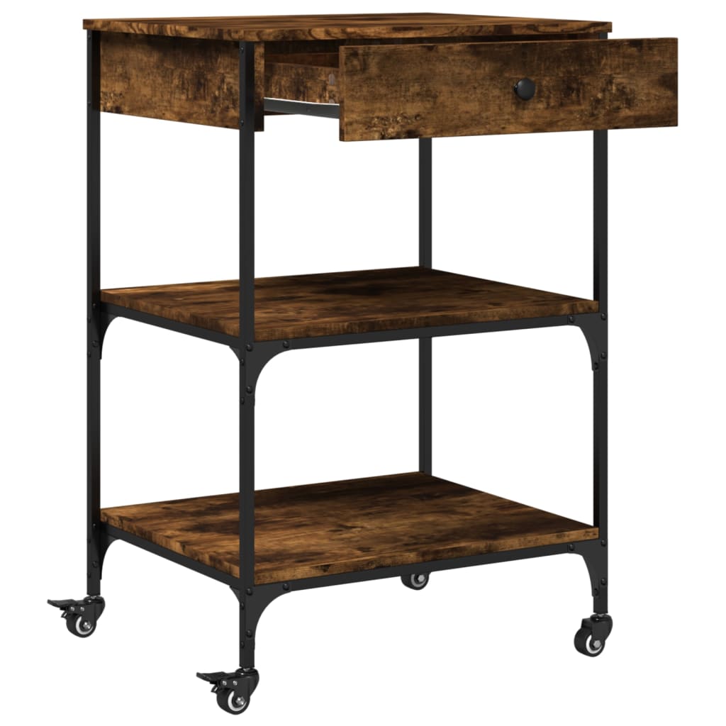 vidaXL Kitchen Trolley Smoked Oak 60x48x89.5 cm Engineered Wood