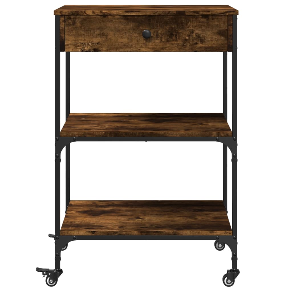 vidaXL Kitchen Trolley Smoked Oak 60x48x89.5 cm Engineered Wood