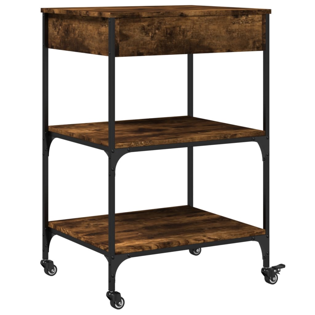 vidaXL Kitchen Trolley Smoked Oak 60x48x89.5 cm Engineered Wood