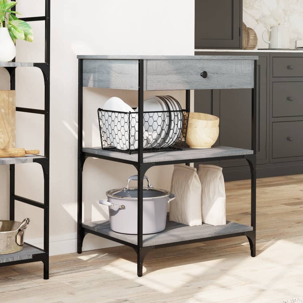 Kitchen Trolley Grey Sonoma 60x48x89,5 cm Engineered Wood