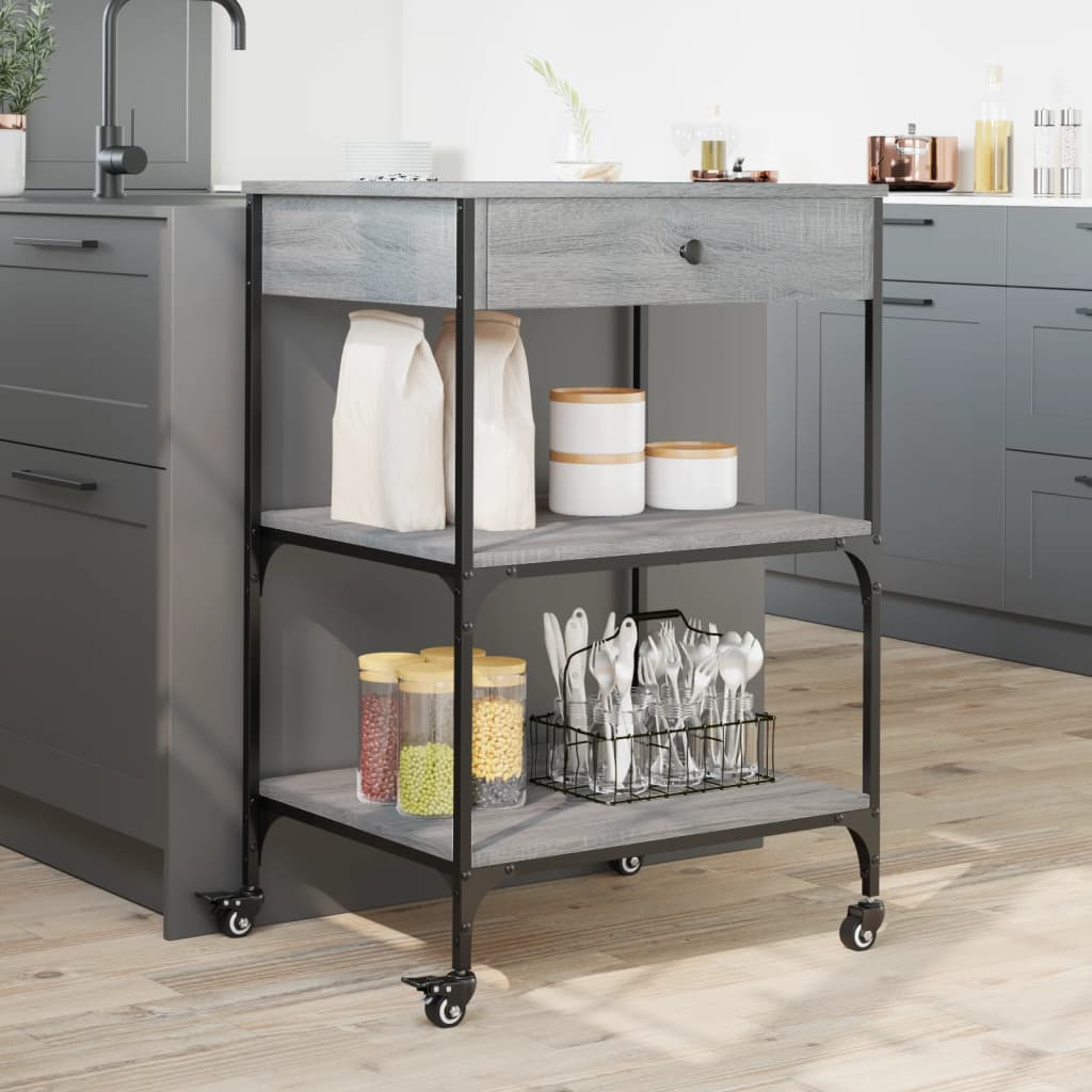 Kitchen Trolley Grey Sonoma 60x48x89,5 cm Engineered Wood