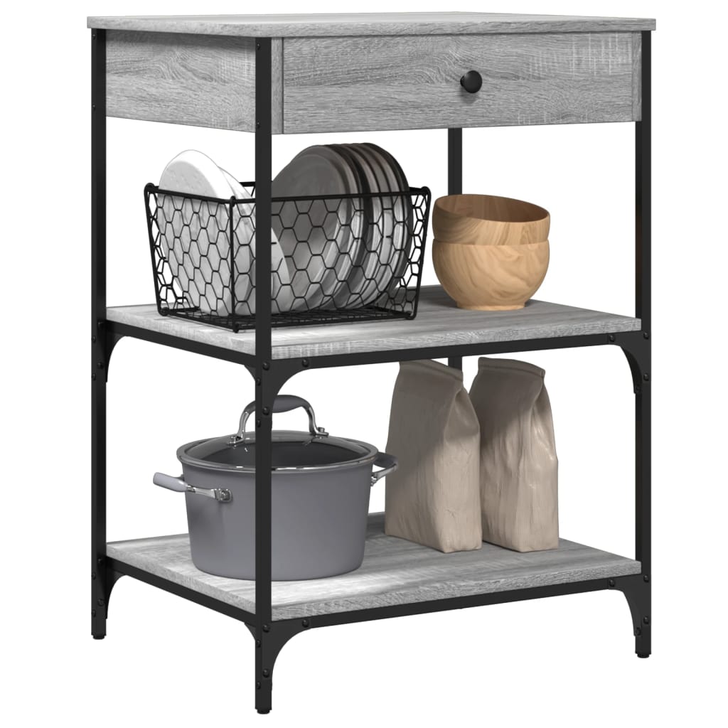 Kitchen Trolley Grey Sonoma 60x48x89,5 cm Engineered Wood