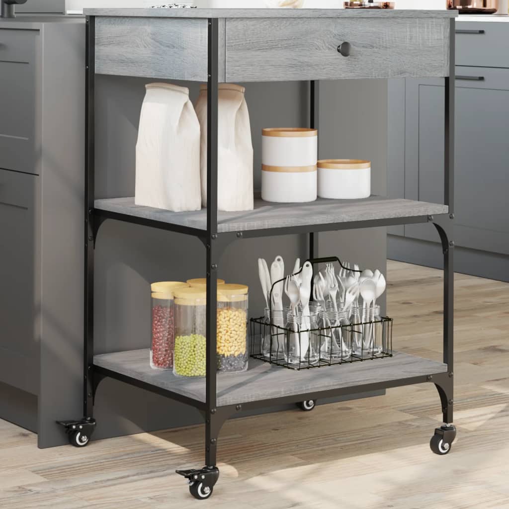 Kitchen Trolley Grey Sonoma 60x48x89,5 cm Engineered Wood