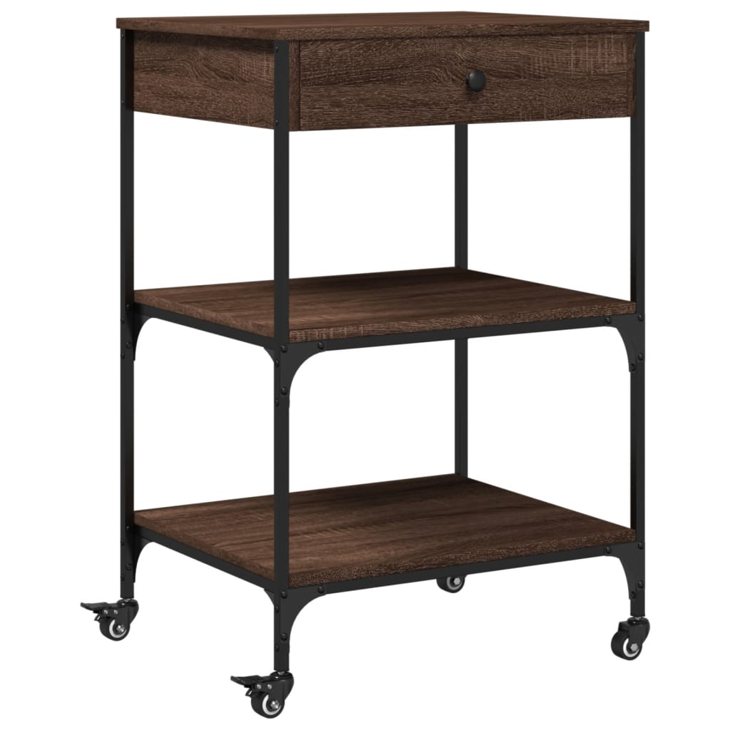 vidaXL Kitchen Trolley Brown Oak 60x48x89.5 cm Engineered Wood