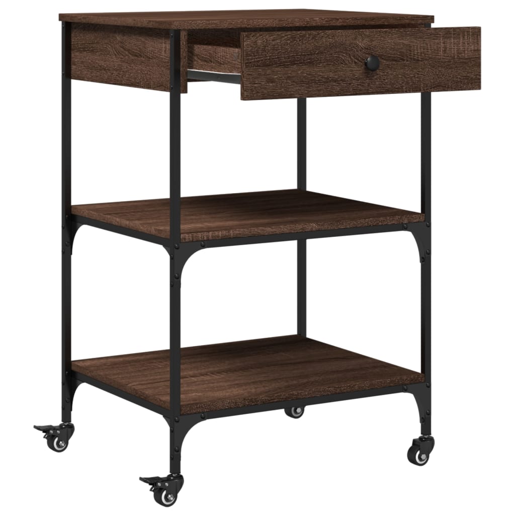 vidaXL Kitchen Trolley Brown Oak 60x48x89.5 cm Engineered Wood