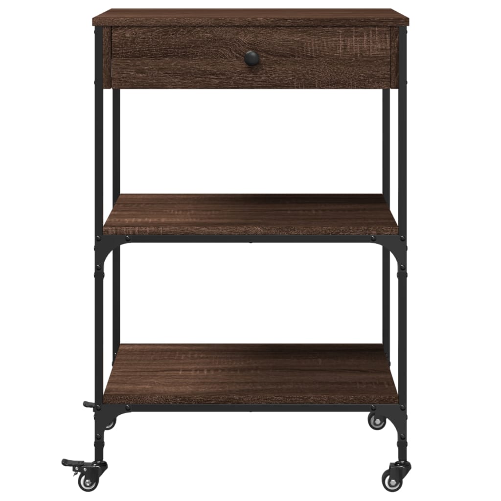 vidaXL Kitchen Trolley Brown Oak 60x48x89.5 cm Engineered Wood