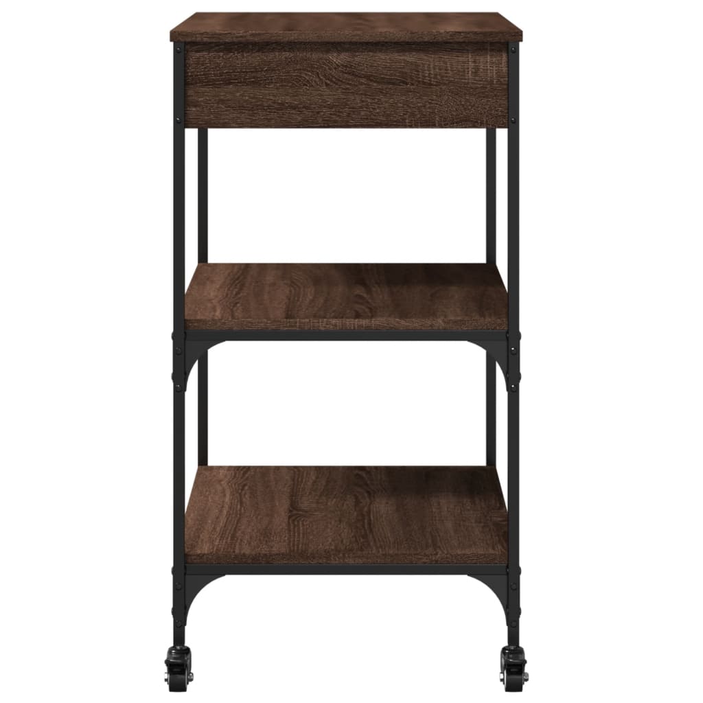 vidaXL Kitchen Trolley Brown Oak 60x48x89.5 cm Engineered Wood