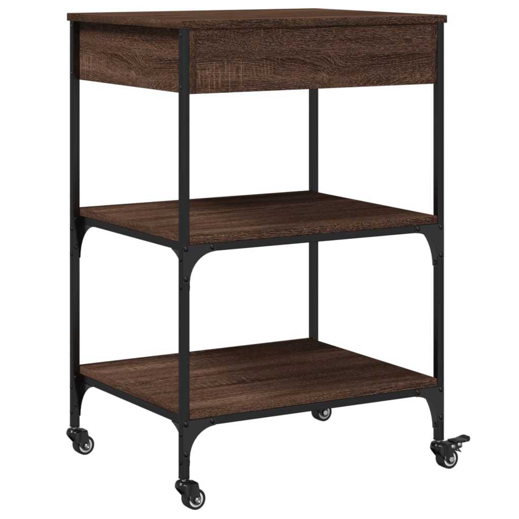 vidaXL Kitchen Trolley Brown Oak 60x48x89.5 cm Engineered Wood