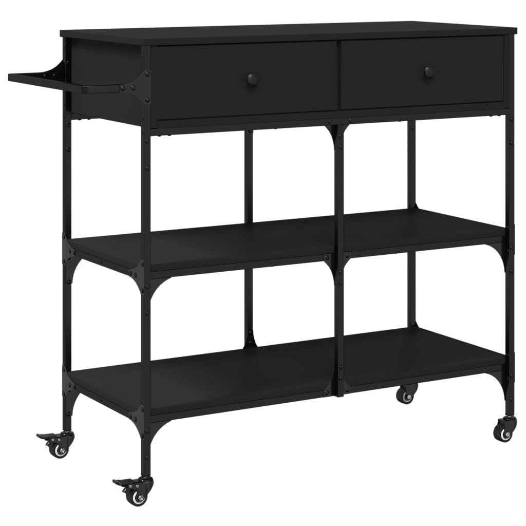 vidaXL Kitchen Trolley Black 105x42x95 cm Engineered Wood