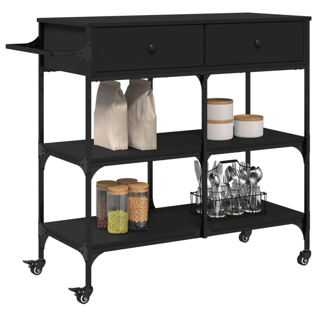 vidaXL Kitchen Trolley Black 105x42x95 cm Engineered Wood