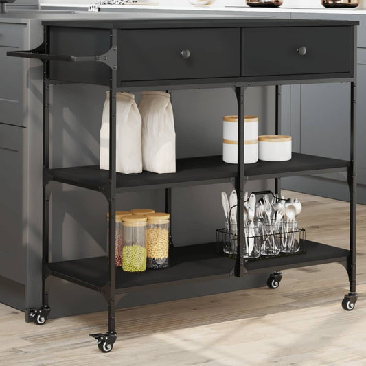 vidaXL Kitchen Trolley Black 105x42x95 cm Engineered Wood