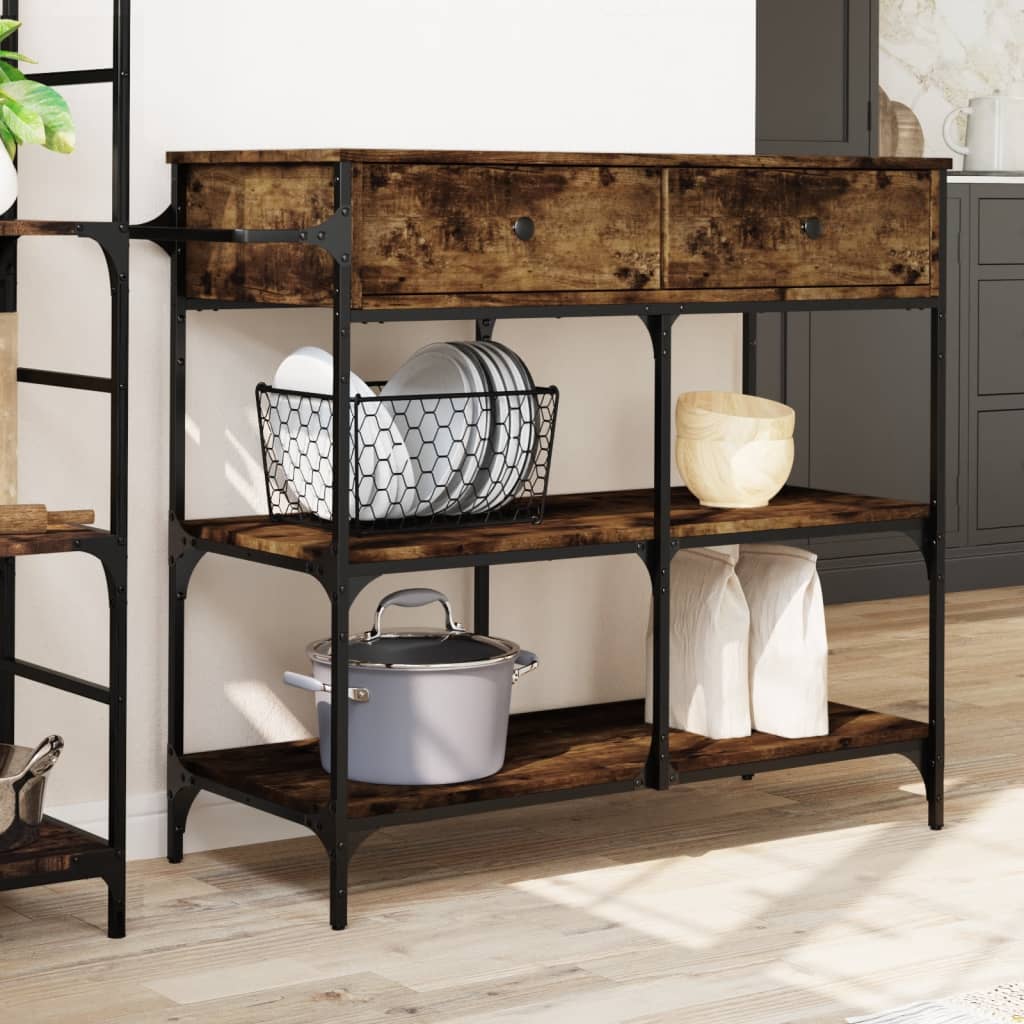 Kitchen Trolley Smoked Oak 105x42x95 cm Engineered Wood