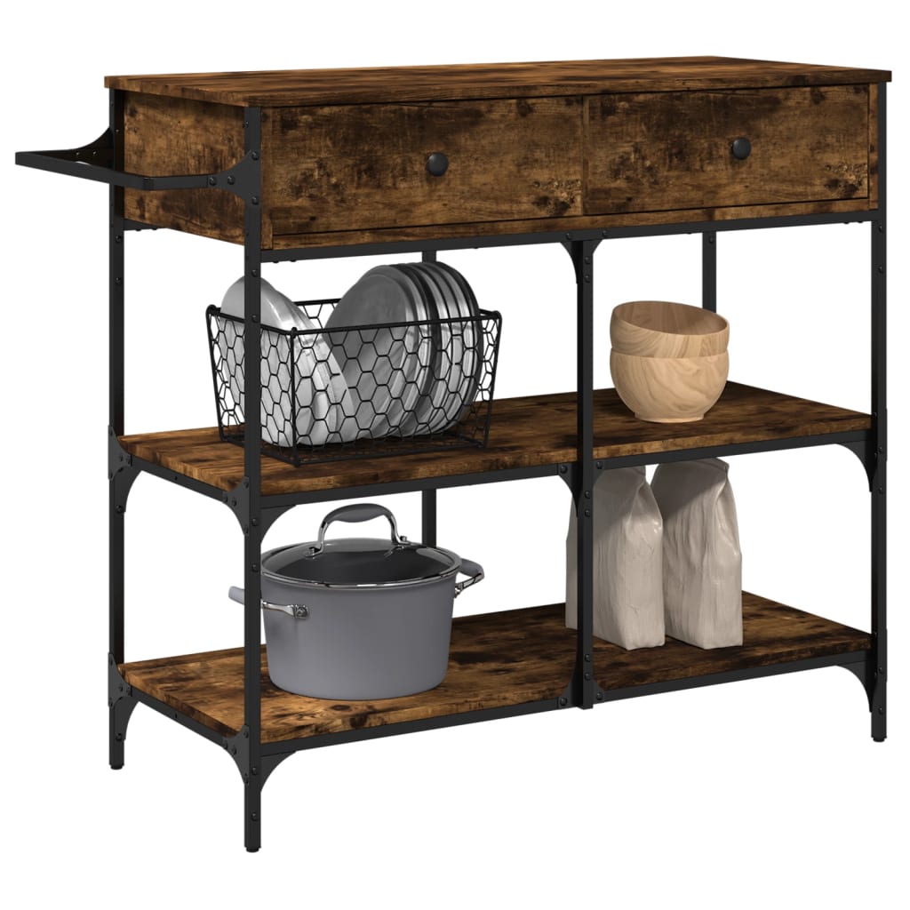 Kitchen Trolley Smoked Oak 105x42x95 cm Engineered Wood