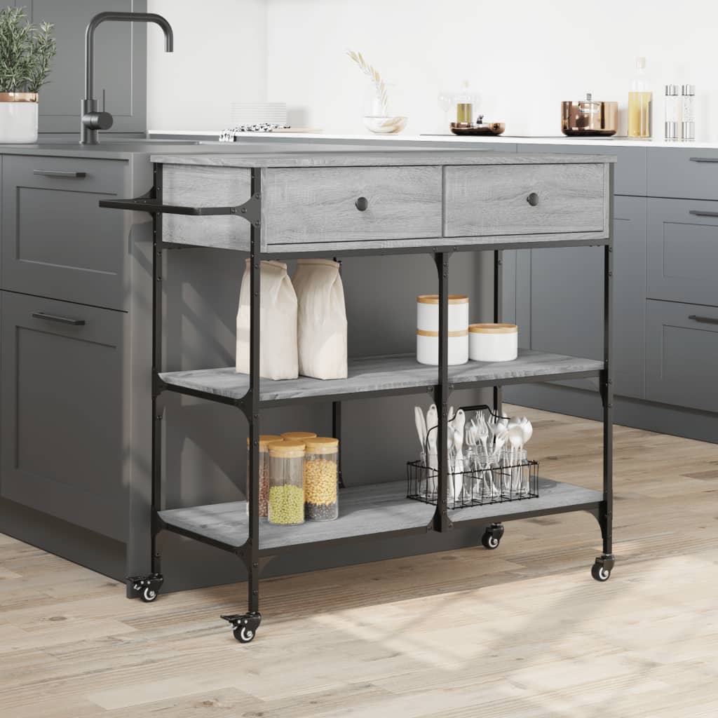 vidaXL Kitchen Trolley Grey Sonoma 105x42x95 cm Engineered Wood