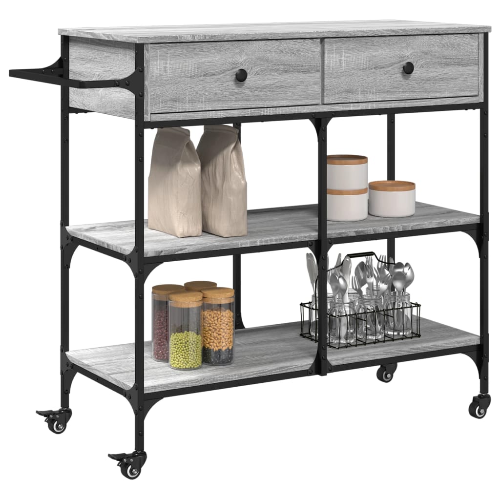 vidaXL Kitchen Trolley Grey Sonoma 105x42x95 cm Engineered Wood