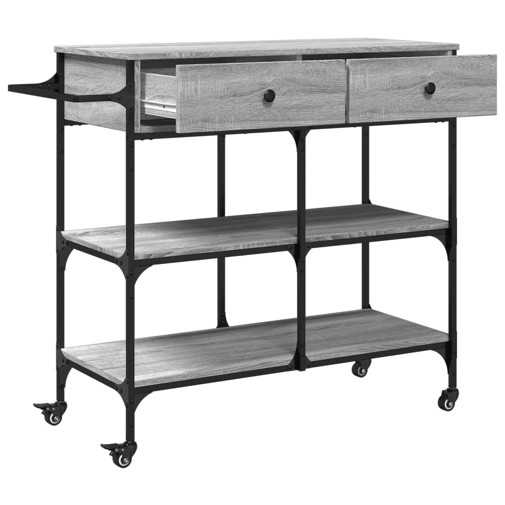 vidaXL Kitchen Trolley Grey Sonoma 105x42x95 cm Engineered Wood