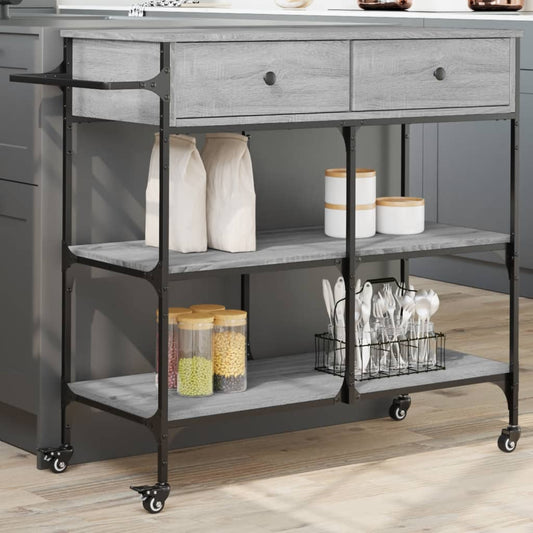 vidaXL Kitchen Trolley Grey Sonoma 105x42x95 cm Engineered Wood