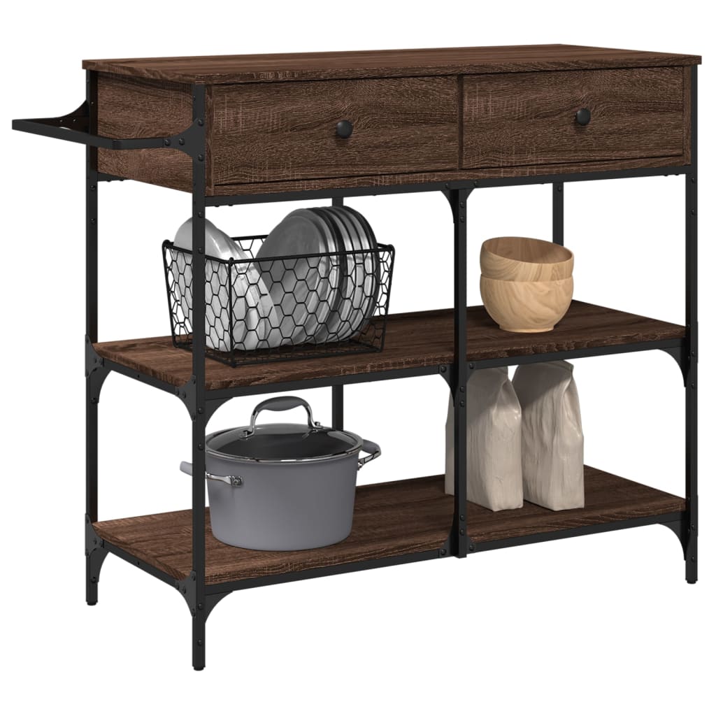 Kitchen Trolley Brown Oak 105x42x95 cm Engineered Wood