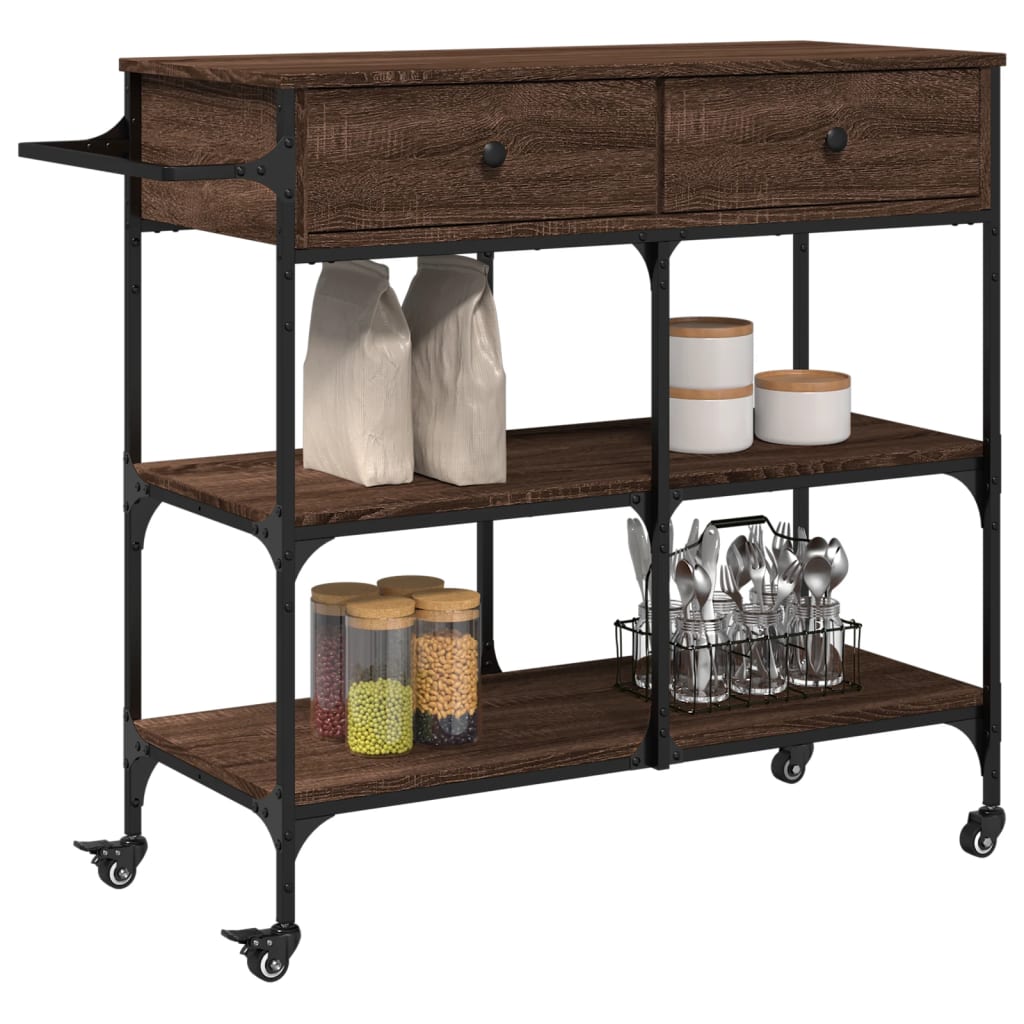 vidaXL Kitchen Trolley Brown Oak 105x42x95 cm Engineered Wood