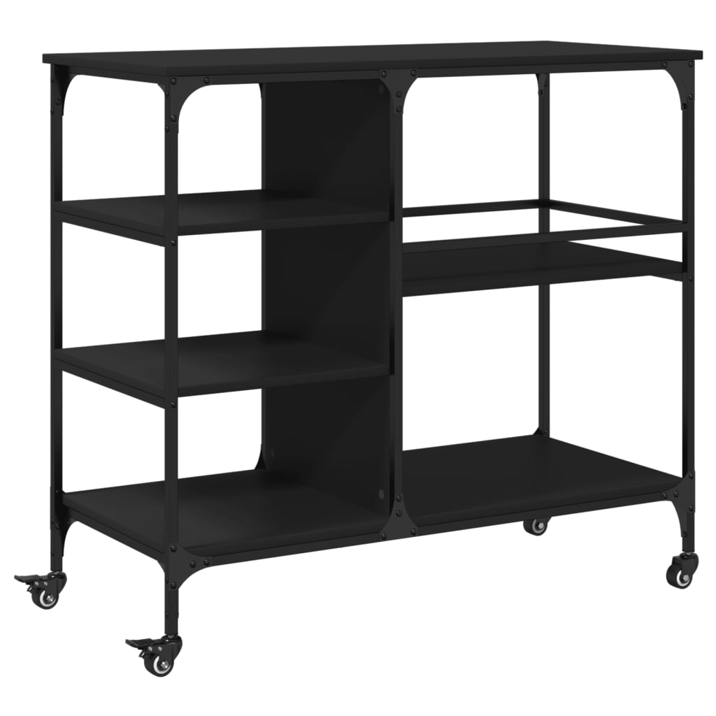 vidaXL Kitchen Trolley Black 100x45x89.5 cm Engineered Wood