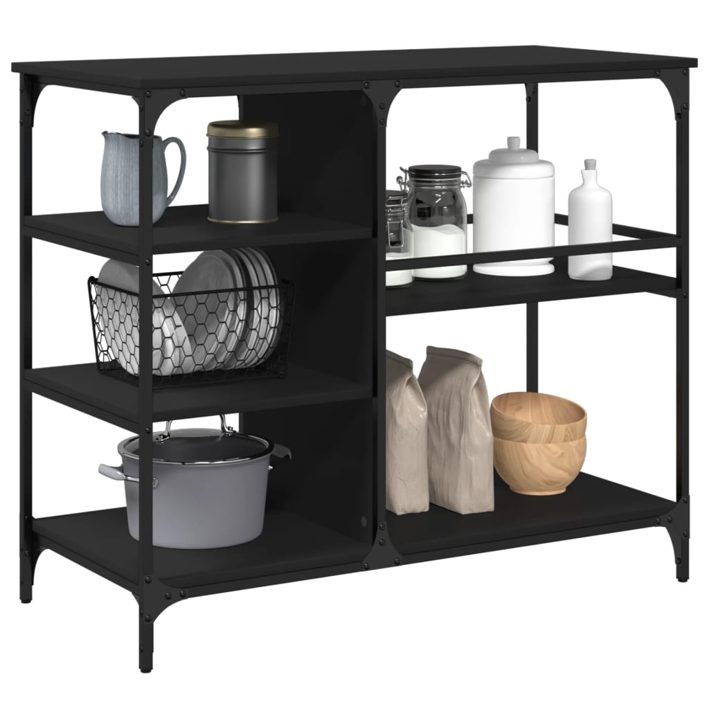 vidaXL Kitchen Trolley Black 100x45x89.5 cm Engineered Wood