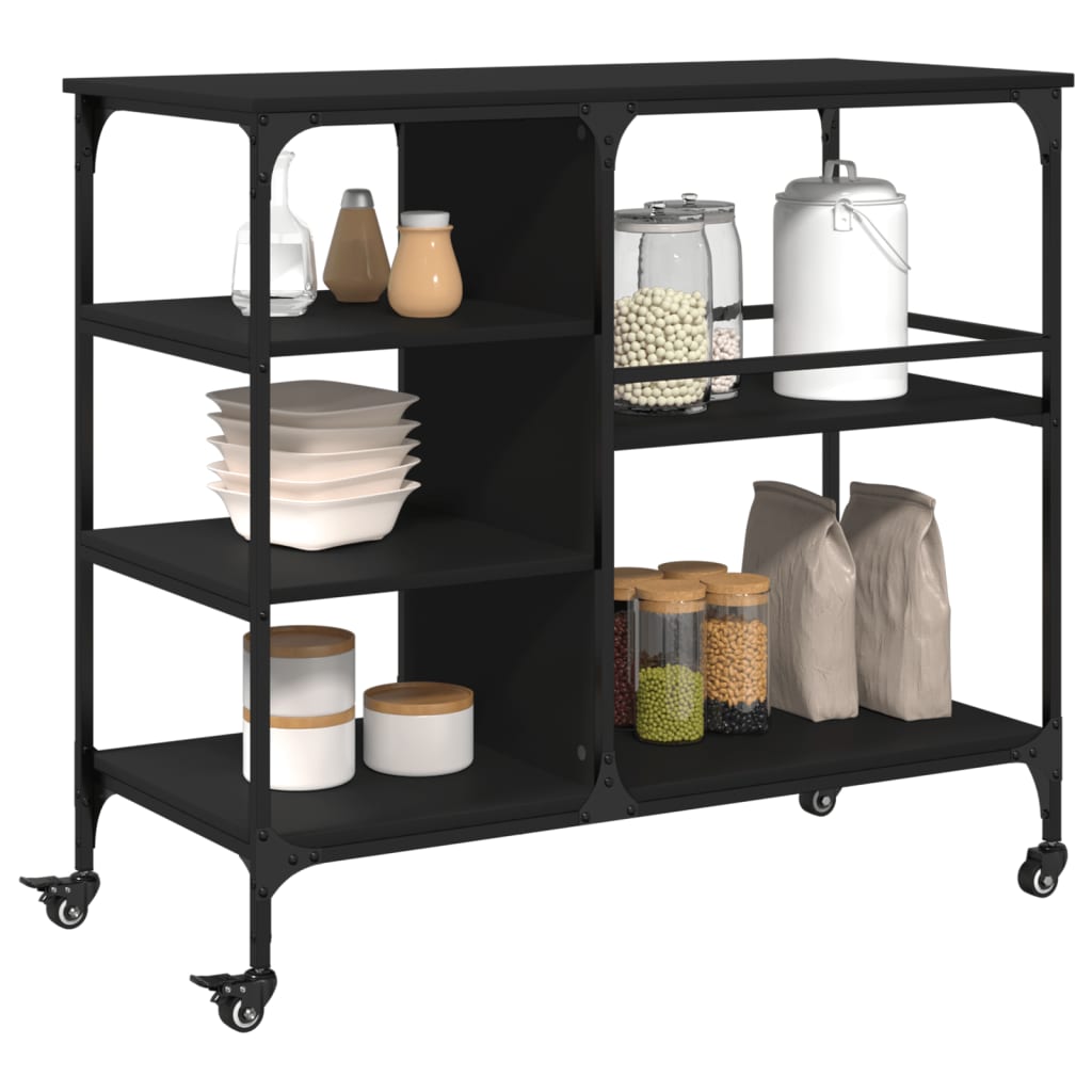 vidaXL Kitchen Trolley Black 100x45x89.5 cm Engineered Wood