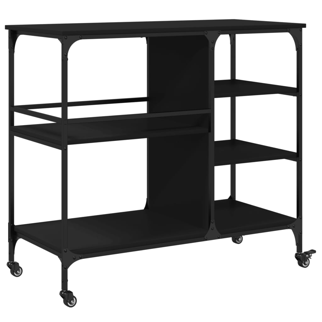 vidaXL Kitchen Trolley Black 100x45x89.5 cm Engineered Wood