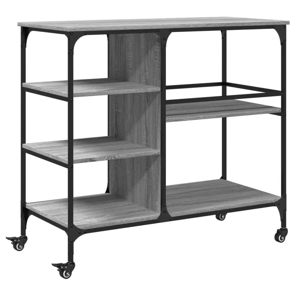 vidaXL Kitchen Trolley Grey Sonoma 100x45x89.5 cm Engineered Wood